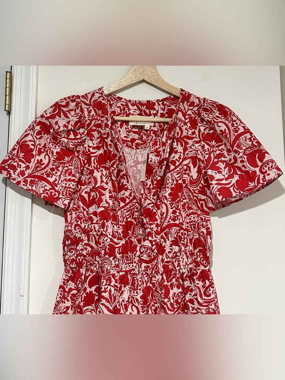 Anthropologie The Somerset Mini in Red White Floral Vine Dress - Picture 3 of 8